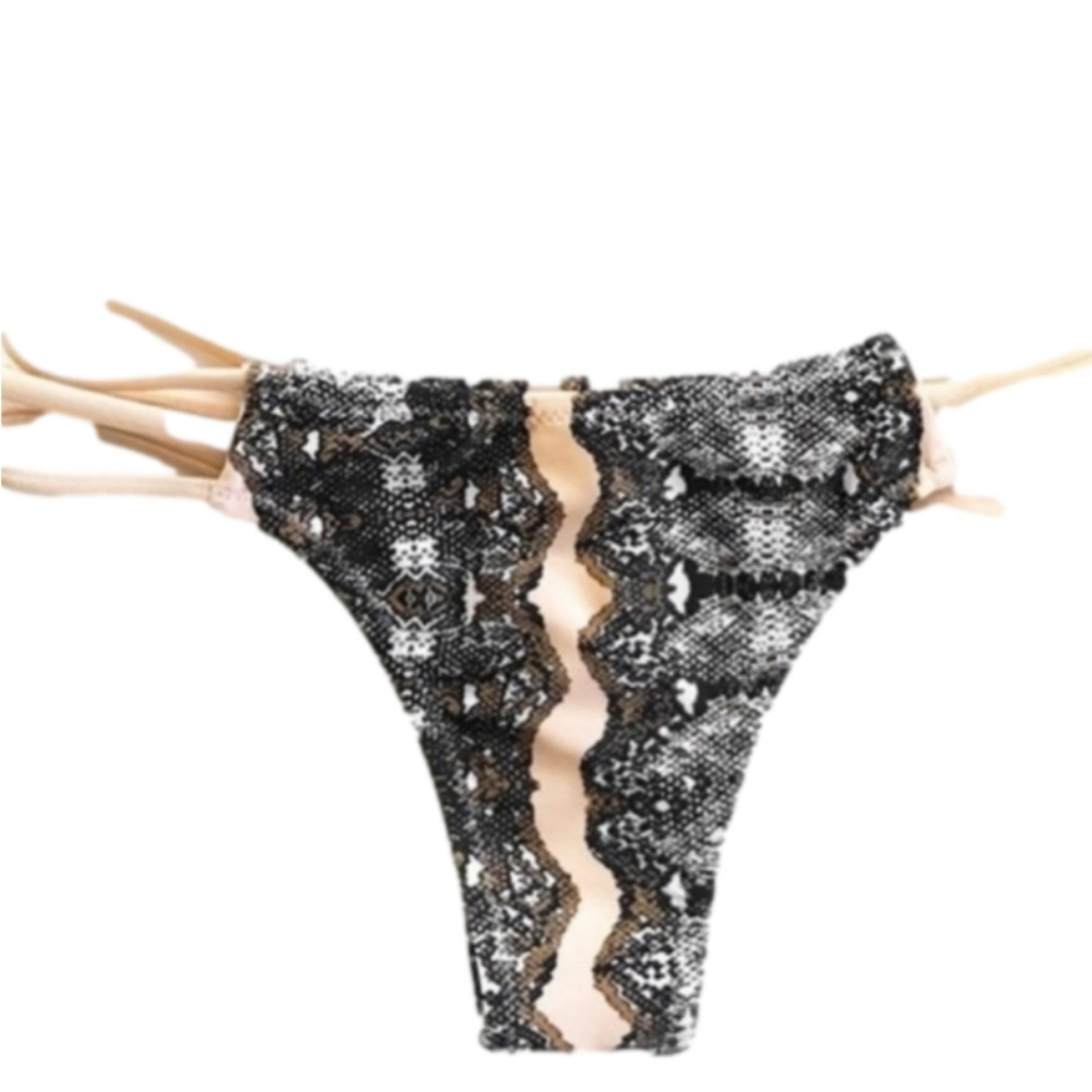 Cupshe Bikini Bottoms Python Snake Print Peach